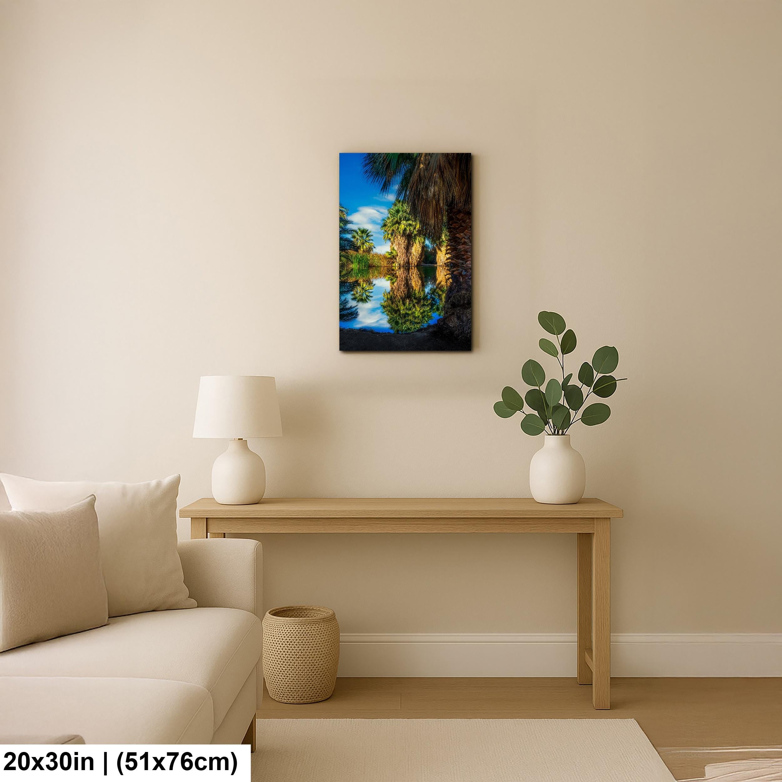 Oasis Reflections at California Hot Springs Palm Desert Photography Print, Desert Landscape Wall Art, Palm Tree Decor