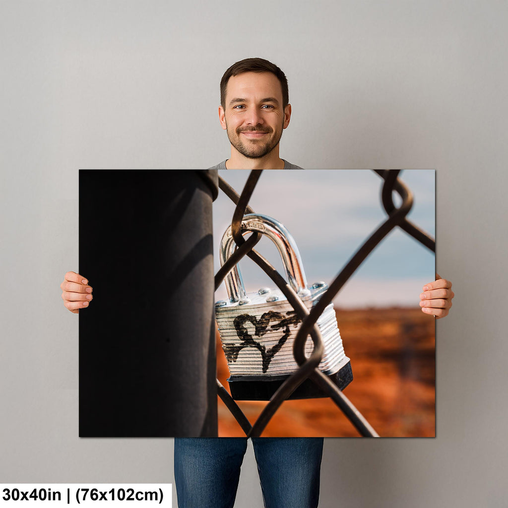 Love Lock on Desert Canyon Fence Northern Arizona Inspirational Photography Print