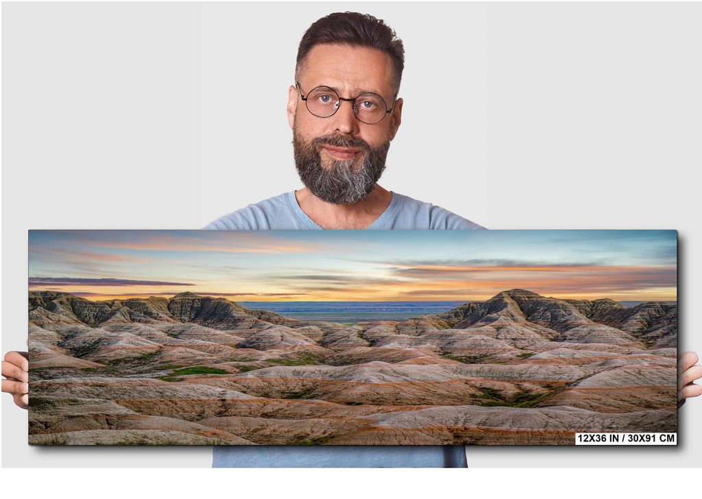 Badlands National Park Sunset Panorama: South Dakota Desert Landscape Photography Wall Art