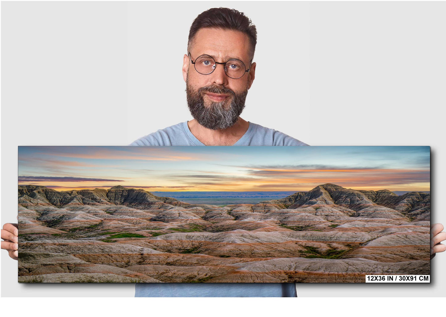 Badlands National Park Sunset Panorama: South Dakota Desert Landscape Photography Wall Art