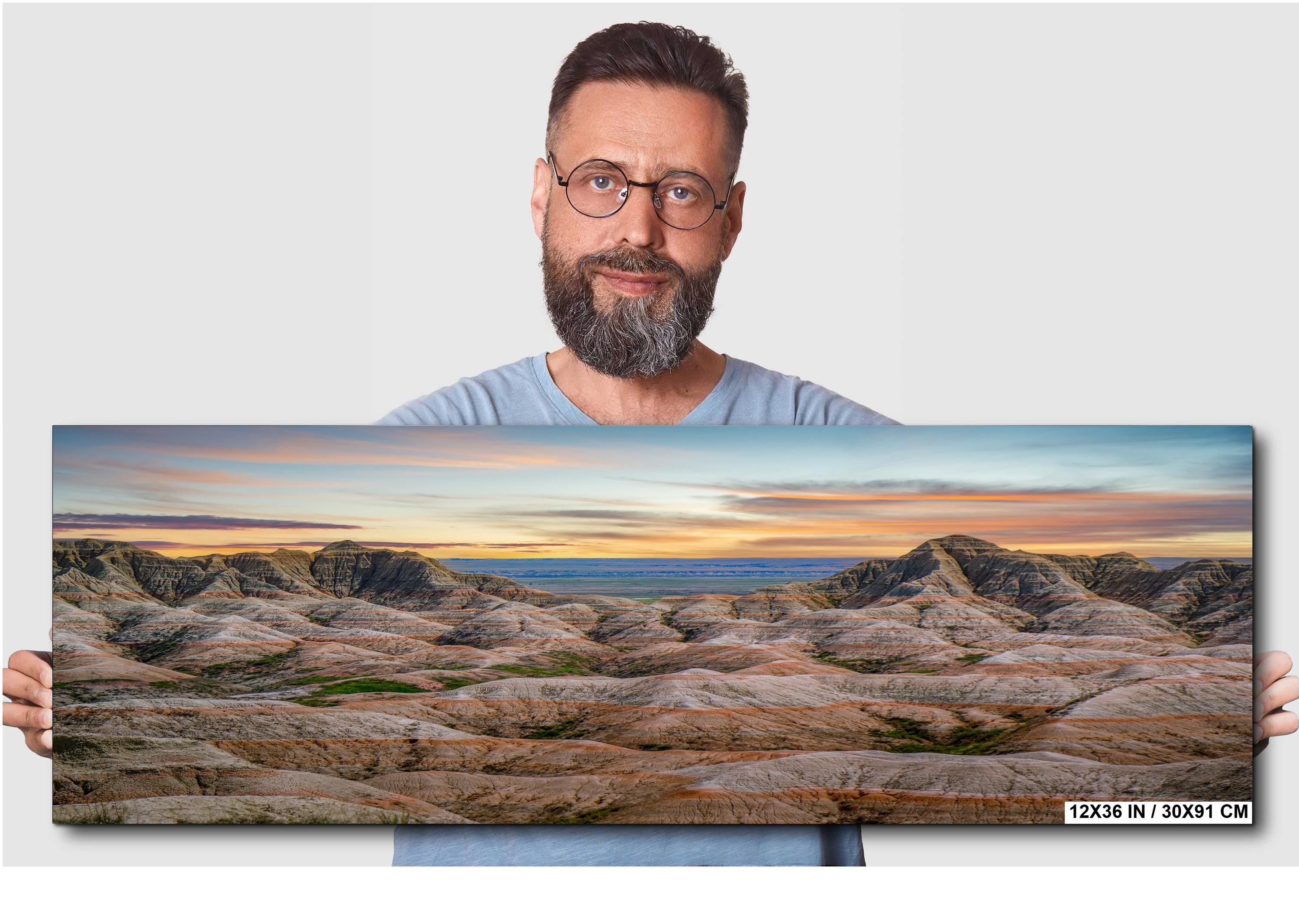 Badlands National Park Sunset Panorama: South Dakota Desert Landscape Photography Wall Art