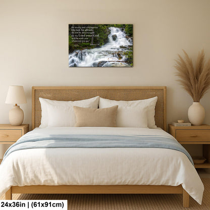Joshua 1:9 Be Strong and Courageous, Waterfall Photography Print, Christian Scripture Wall Decor for Home or Office