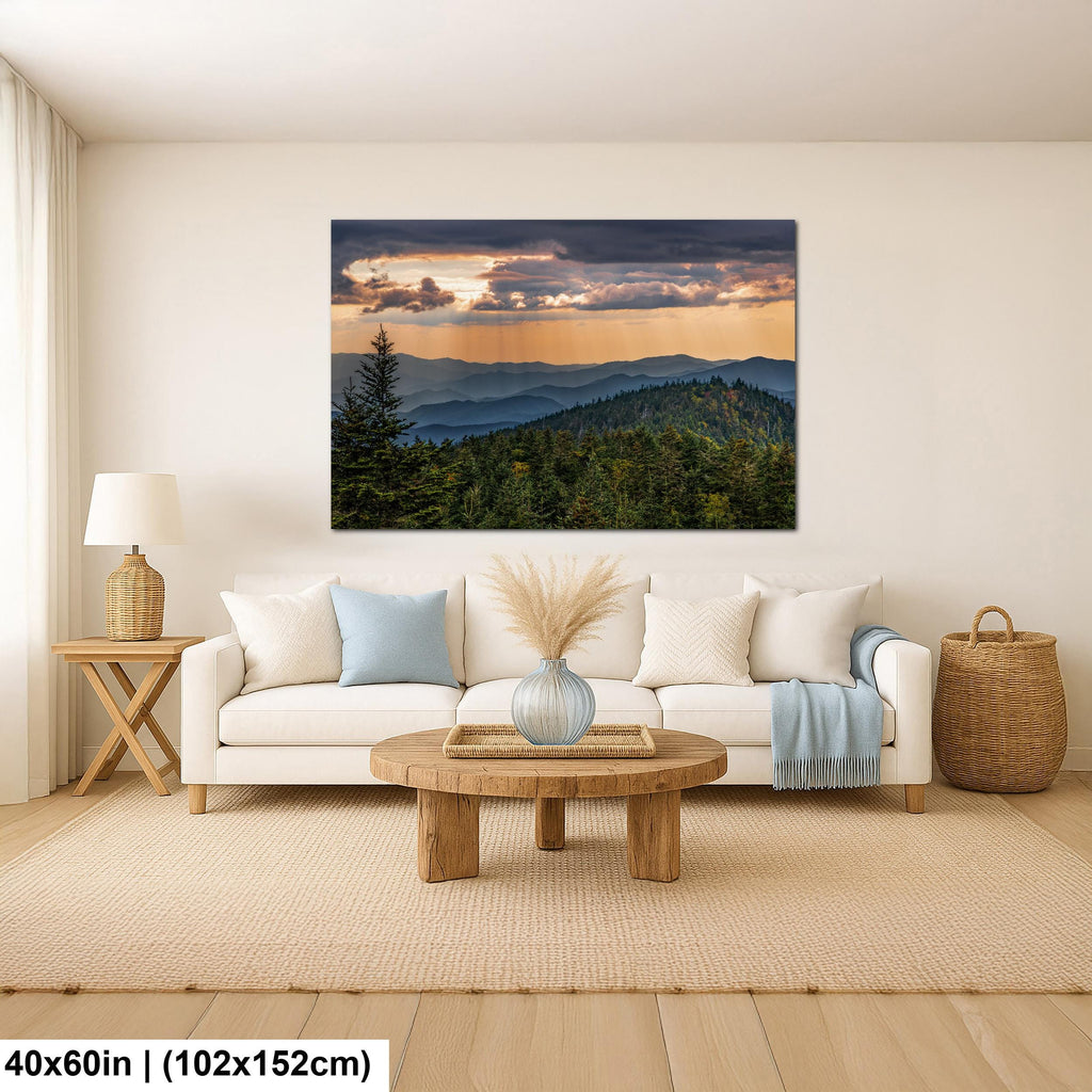 Mountain Sunbeams: Great Smoky Mountains Tennessee Landscape Photo Wall Art