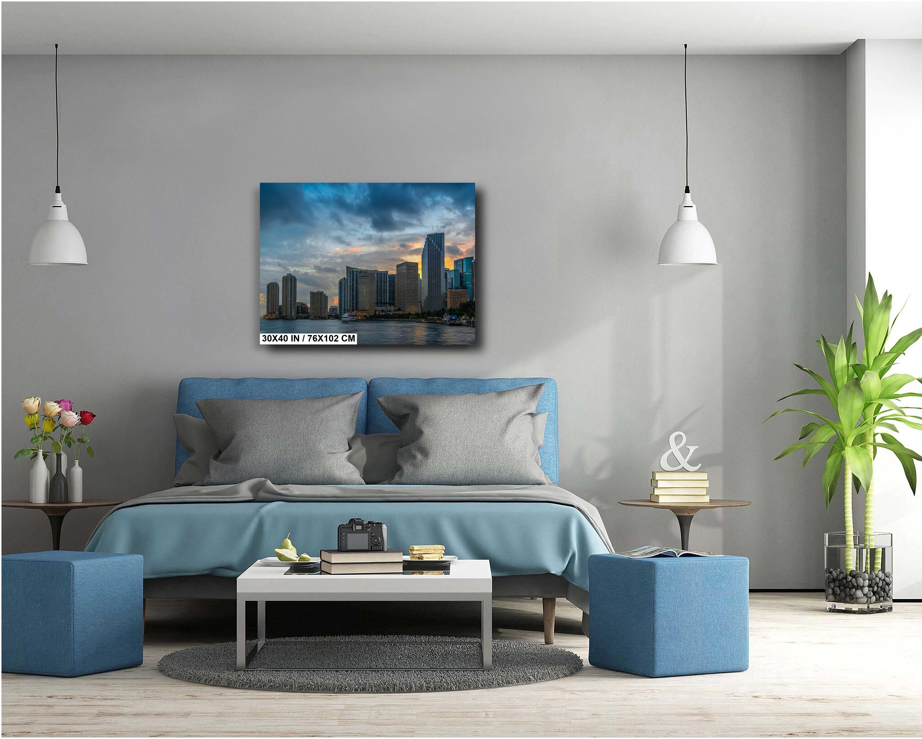 Miami Beach Condos Sunset Glow: Florida Cityscape Print Wall Art Skyscraper Seaside Architecture Photography Aluminum/Acrylic/Metal/Canvas