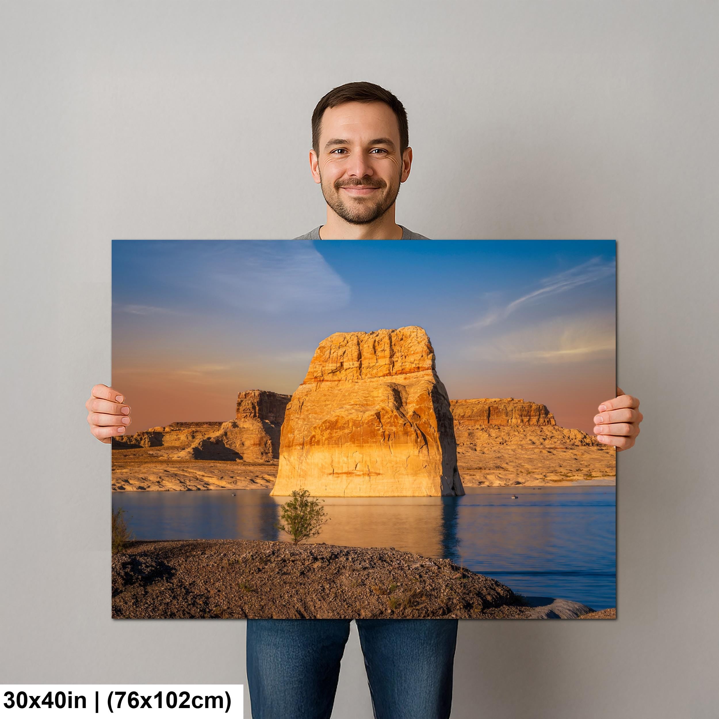 Lone Rock at Lake Powell Page Arizona Desert Landscape Photography Print