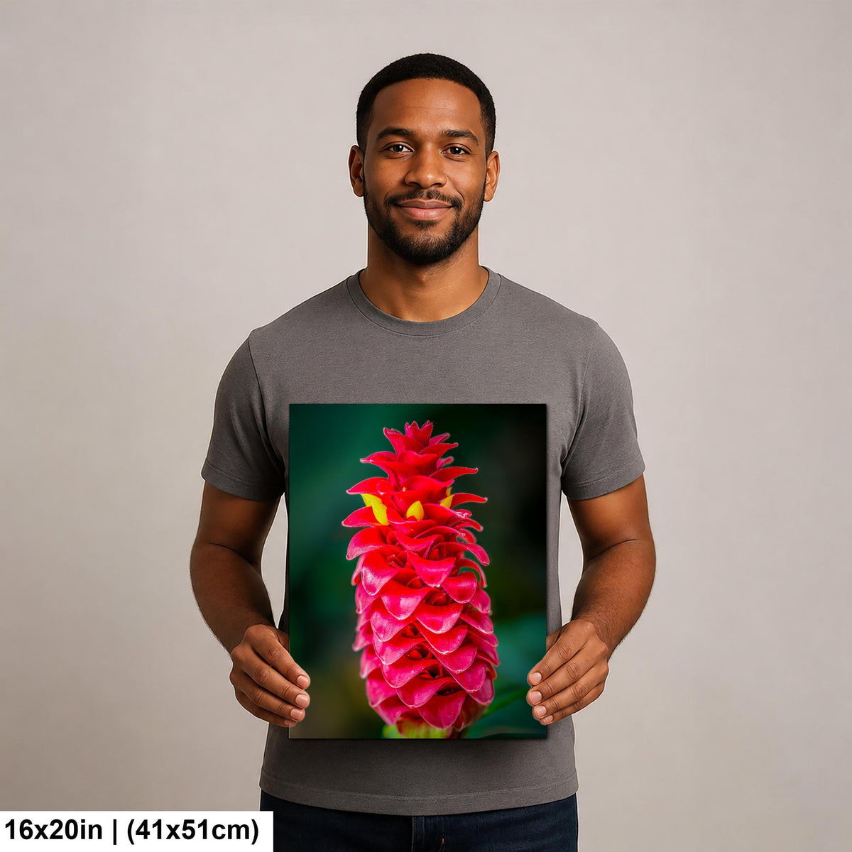 Crimson Spiral: Spiral Ginger Tropical Flower Botanical Photo Wall Art