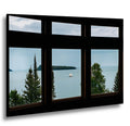 Sailboat on Lake Superior Through Rustic Windows, Grand Portage Minnesota Photography Print