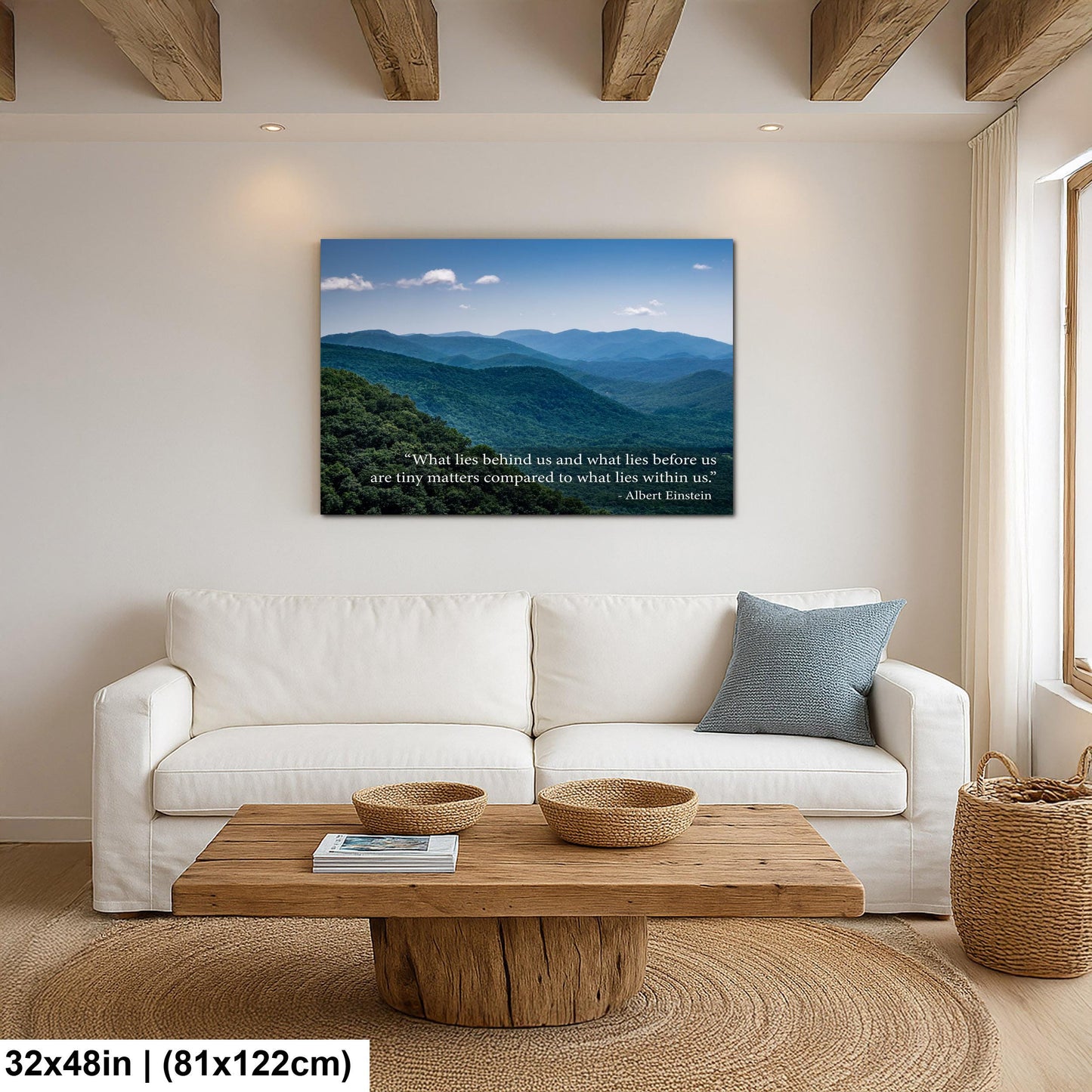 Ralph Waldo Emerson Motivational Wall Art for Inner Strength and Reflection, Mountain Landscape Photography Print for Home or Office Decor