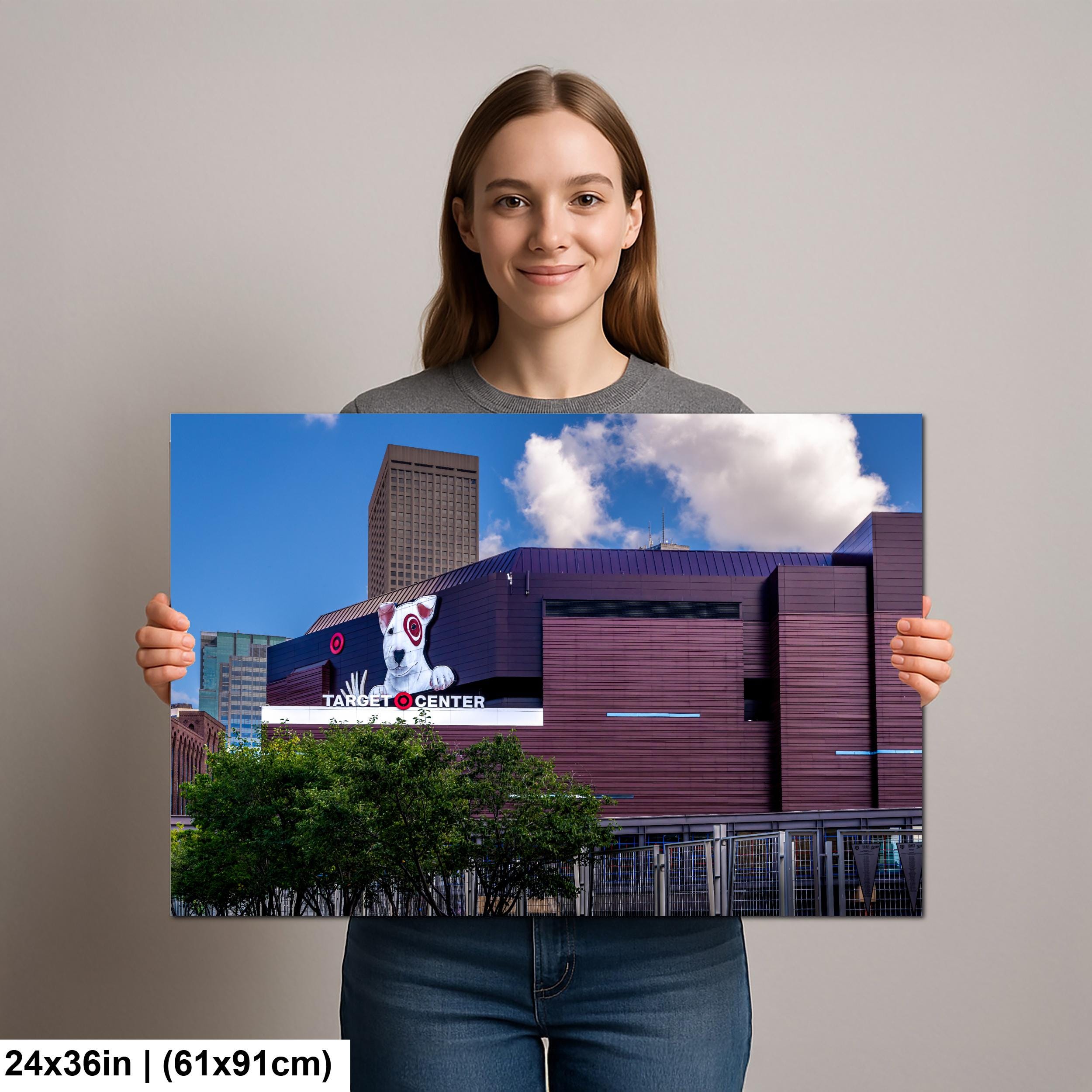 Target Center with Minneapolis Skyline, Arena Wall Art, Timberwolves and Lynx Home Photography Print