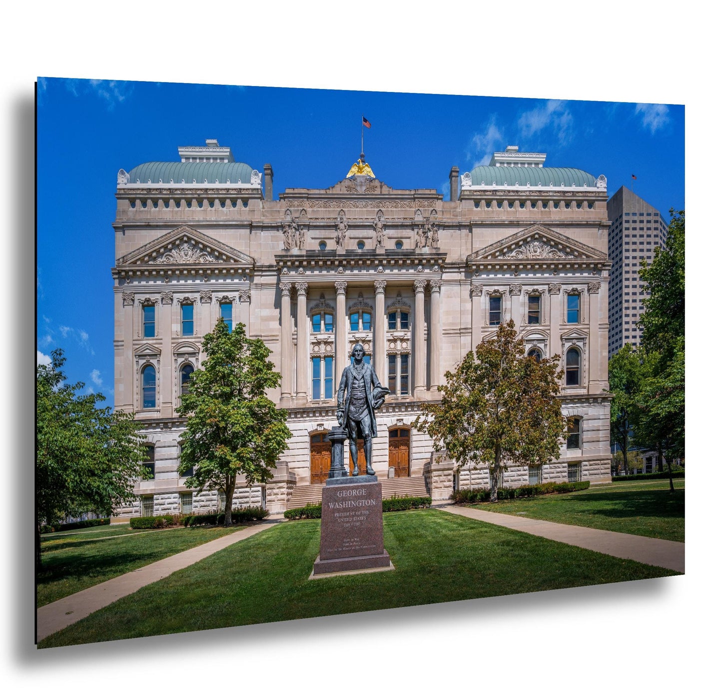Indiana Statehouse Architecture with George Washington Statue