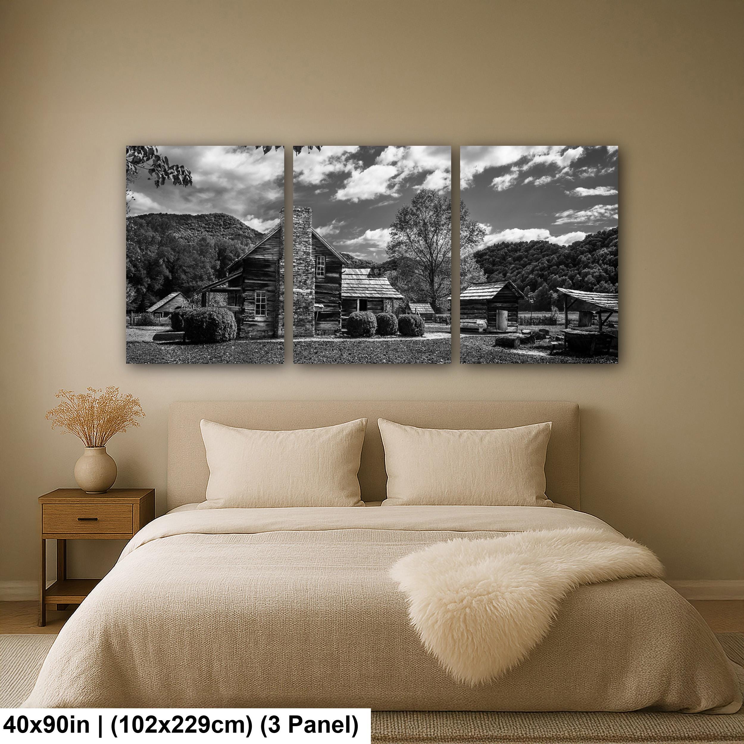 Appalachian Pioneer Homestead Black and White Photography Print, Great Smoky Mountains National Park Tennessee North Carolina