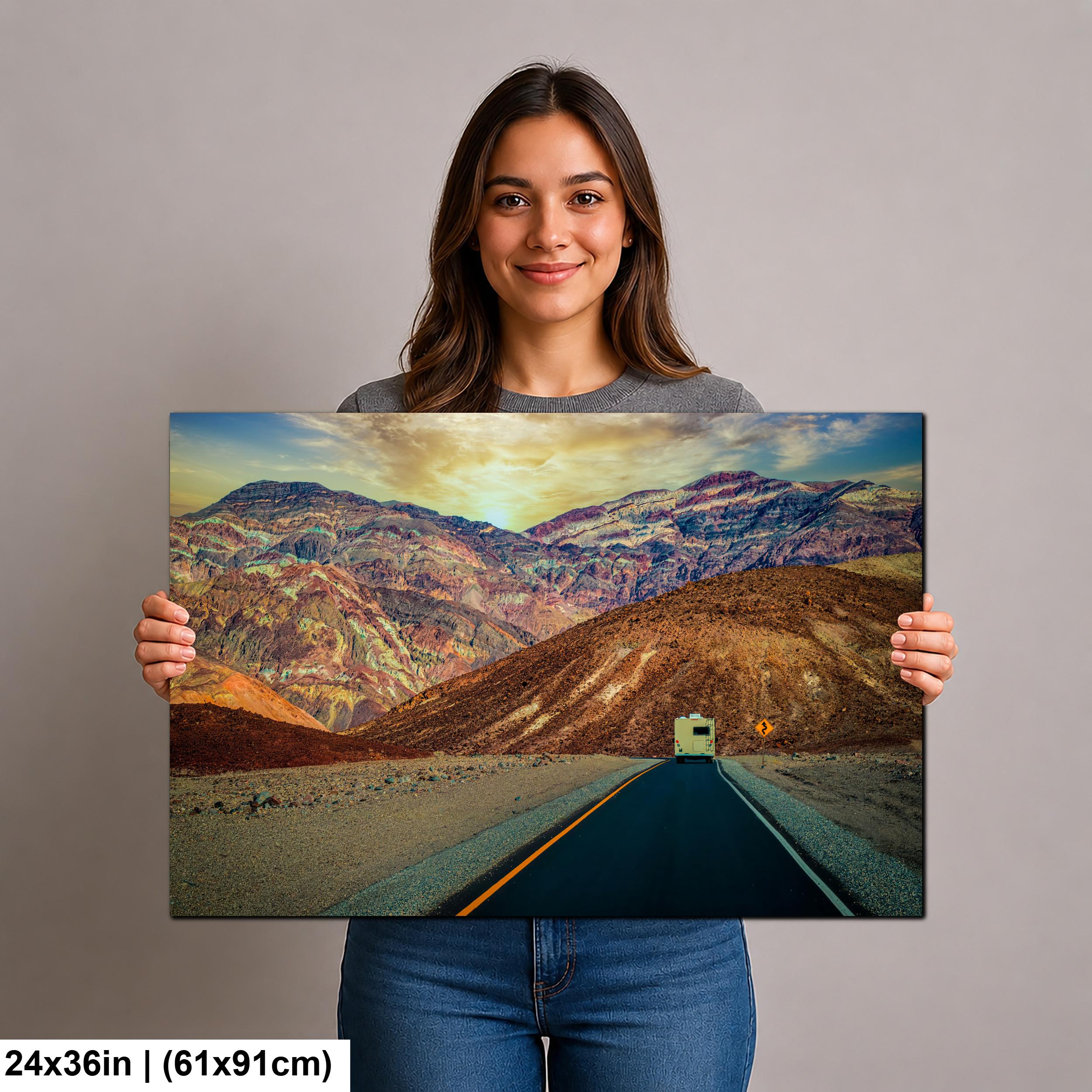 RV on Scenic Road Through Death Valley National Park California Photography Print