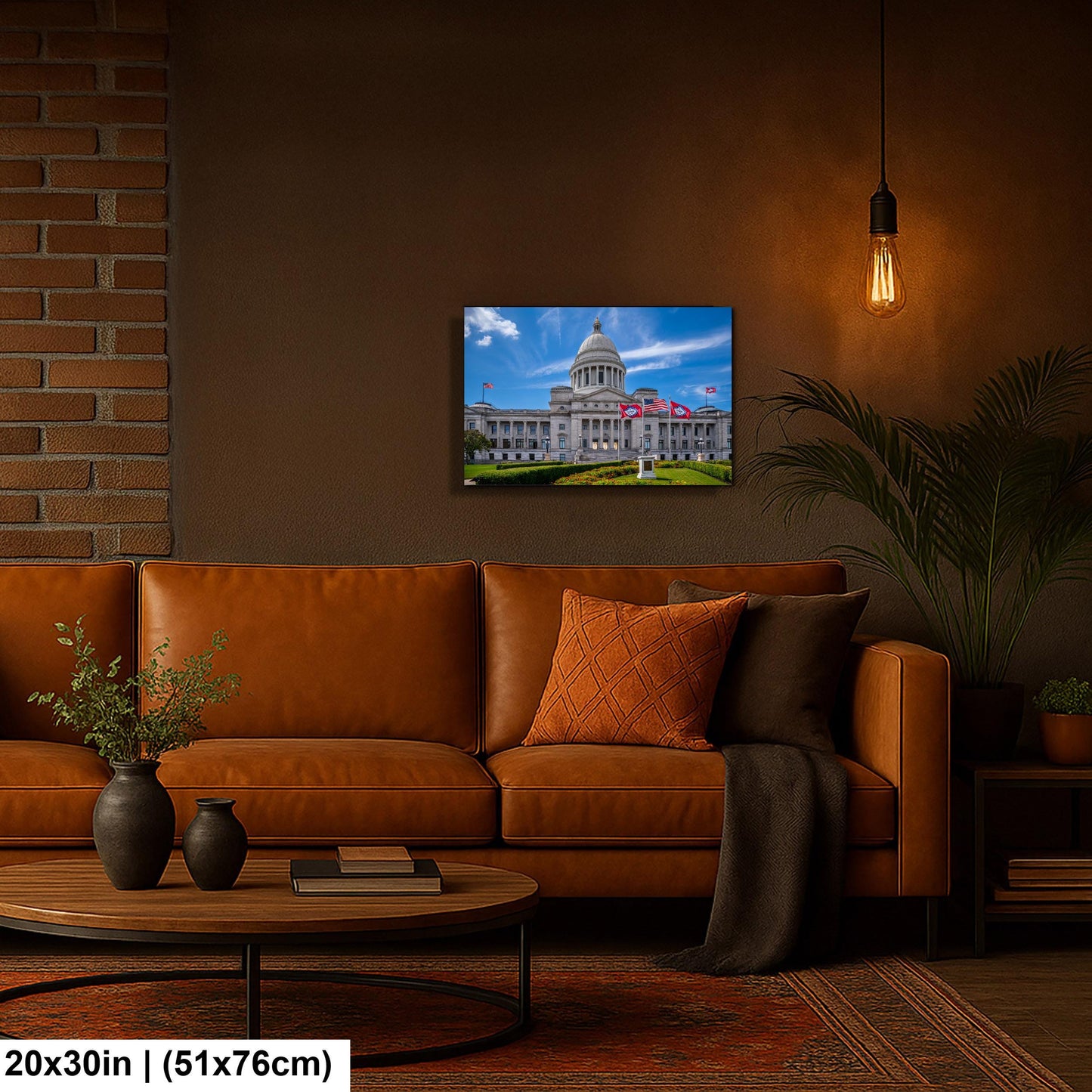 Arkansas State Capitol with Flags, Little Rock Arkansas, Photography Print Wall Art