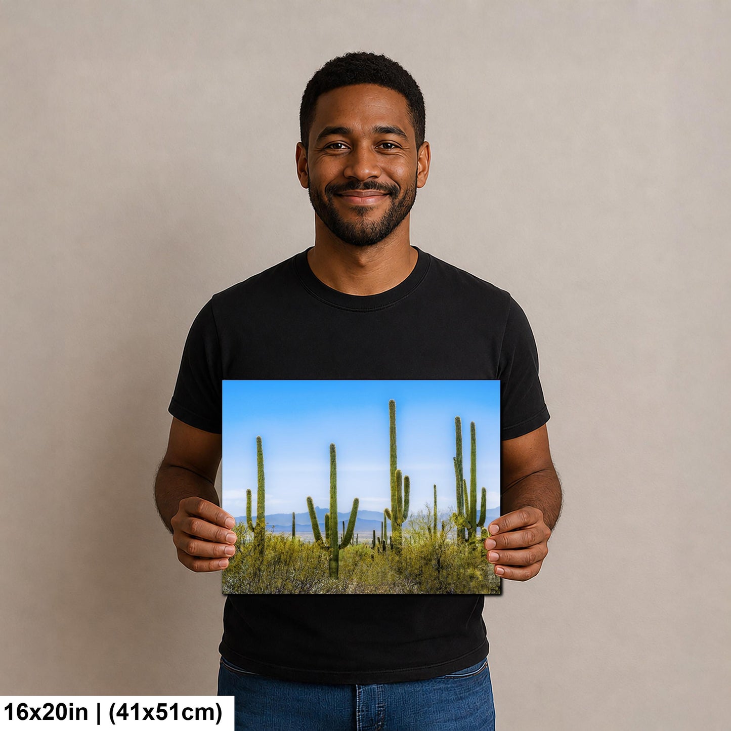 Panoramic Saguaro Desert Landscape, Tucson Arizona Photography Print, Southwest Wall Art, Cactus Decor, Desert Mountain View