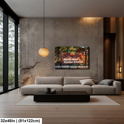 North Rim Visitor Center Sign, Grand Canyon National Park Arizona, Photography Print Wall Art