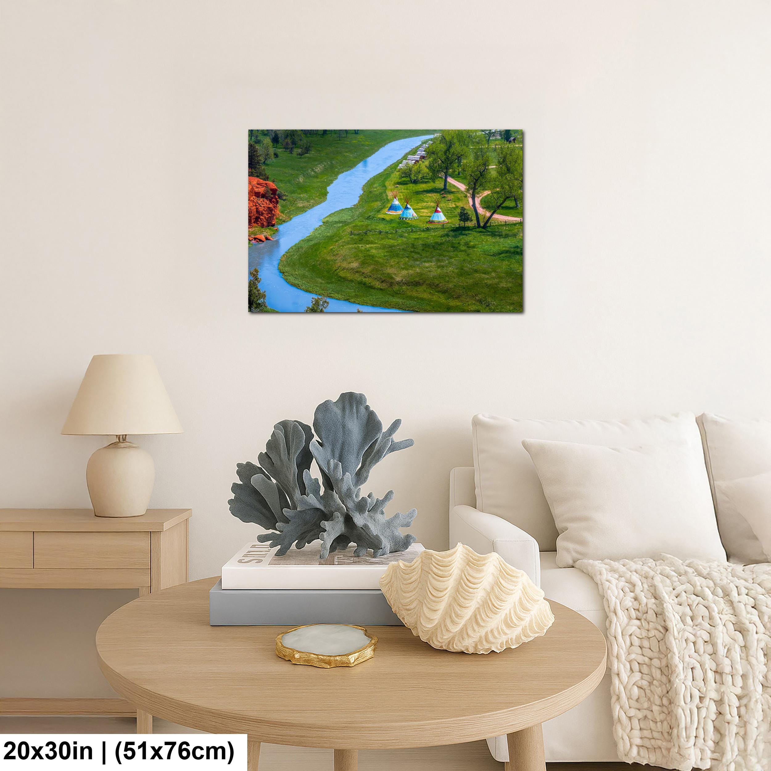 Painted Prairie: Tipis Along Red Cliffs Wyoming Photography Wall Art