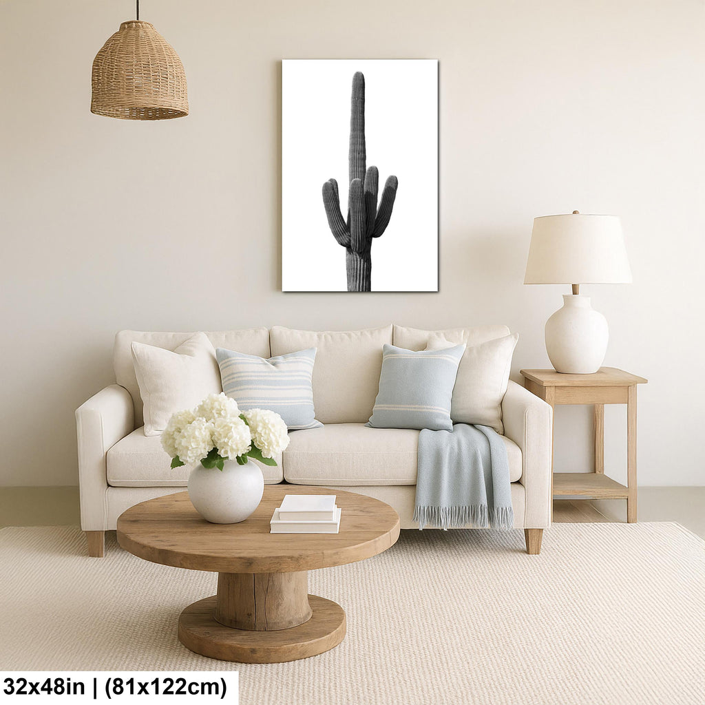 Saguaro Cactus Photography: Black and White Desert Minimalist Wall Art