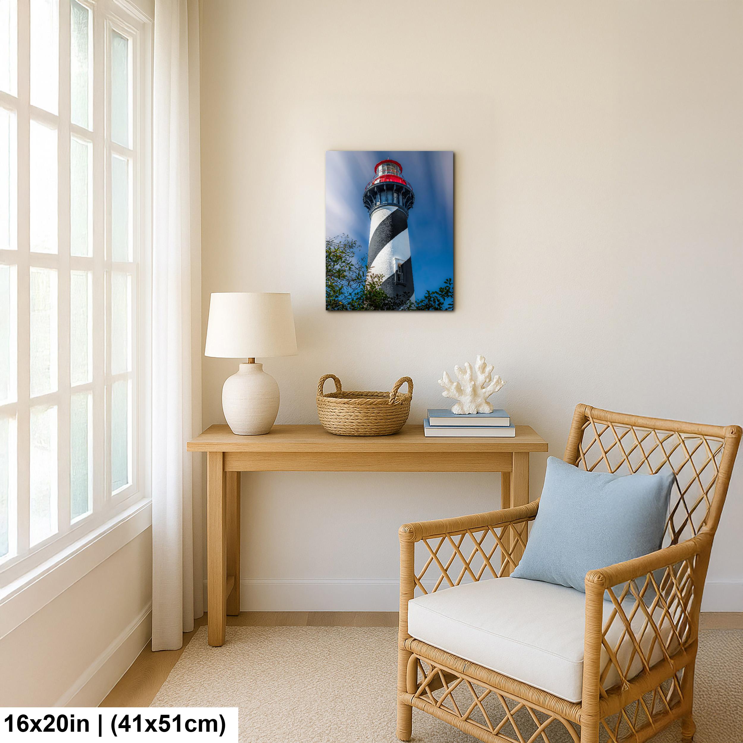 St. Augustine Lighthouse Photography Print, Florida Coastal Wall Art, Red and White Striped Tower, Nautical Decor