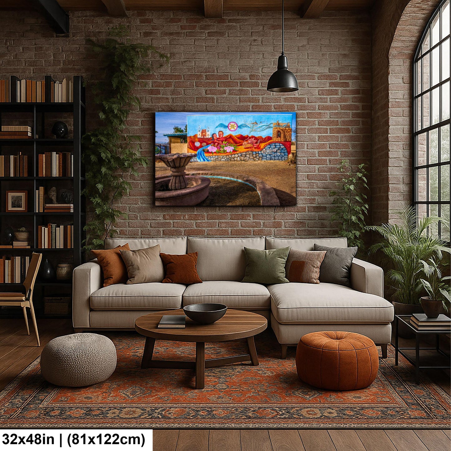 Tucson Mural - Cultural Heritage Mural With Fountain, Photography Print Wall Art