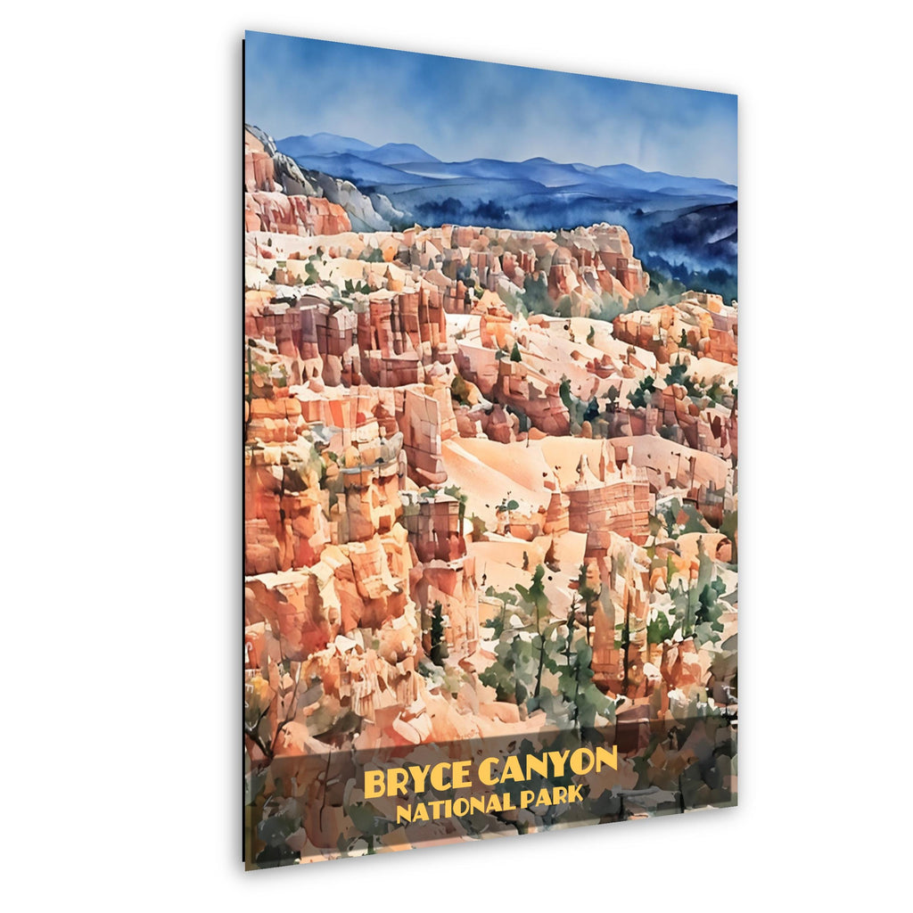 Bryce Canyon National Park Poster: Watercolor Style Hoodoos, Utah Landscape, Retro Wall Art