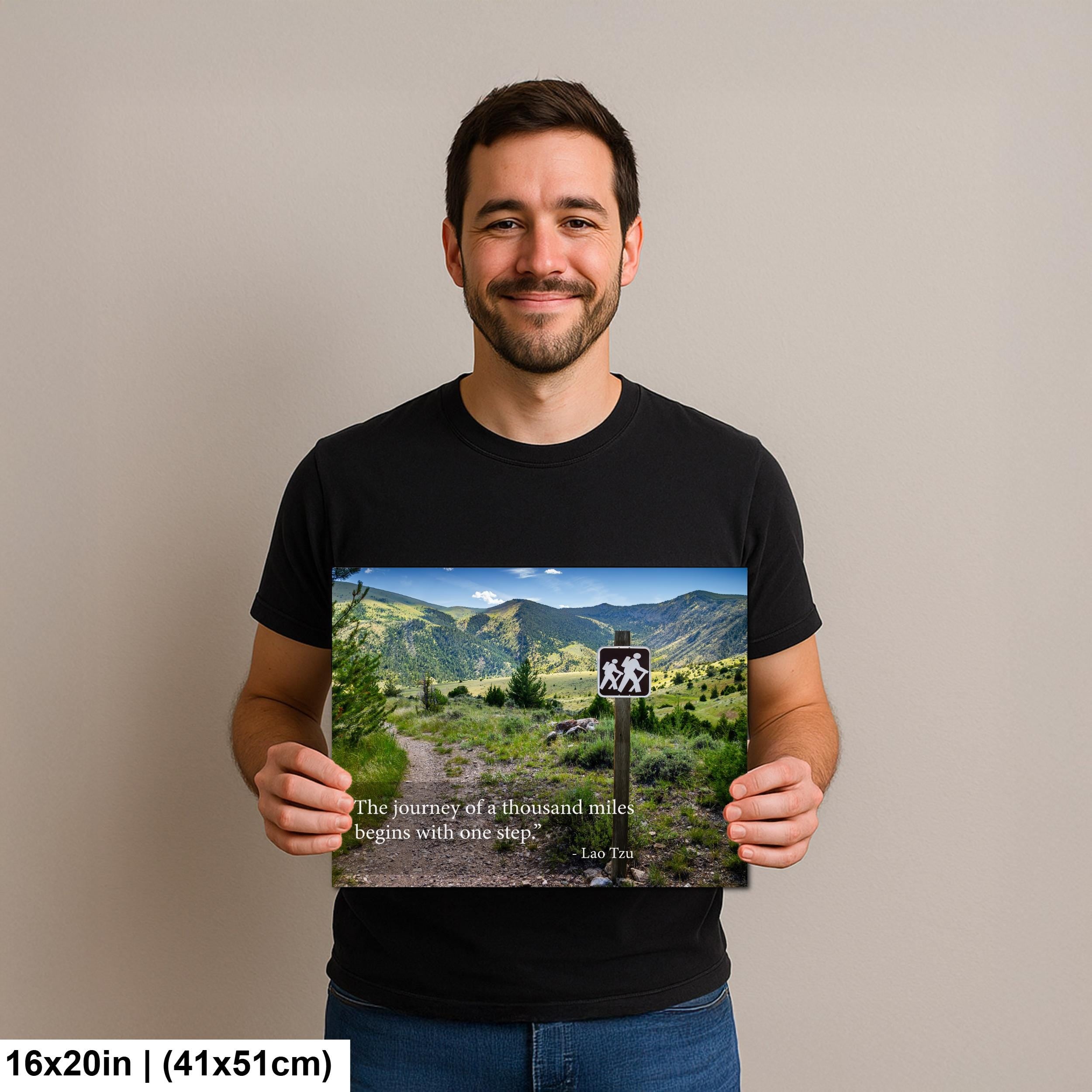 Lao Tzu Journey of a Thousand Miles Hiking Trail Motivational Photography Print