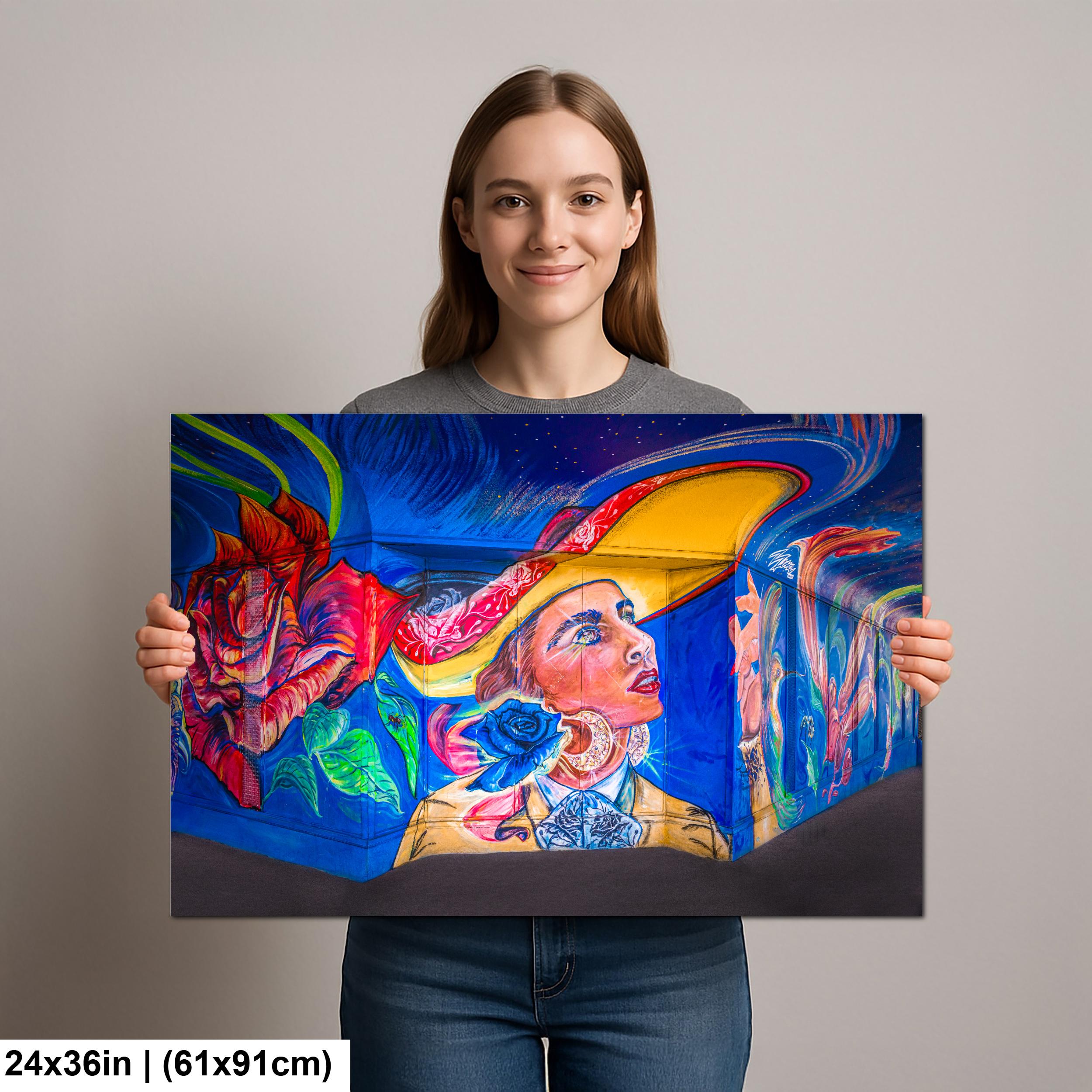 Tucson Mural - Whimsical Woman Mural With Hat, Photography Print Wall Art