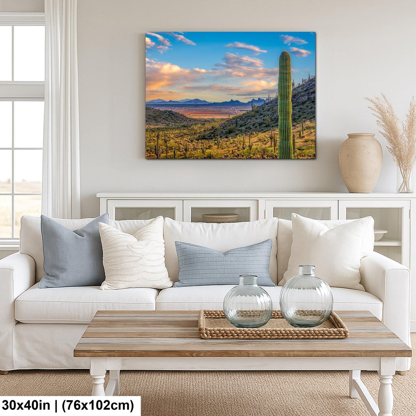 Desert Valley View with Saguaros, Casa Grande Arizona, Photography Wall Art
