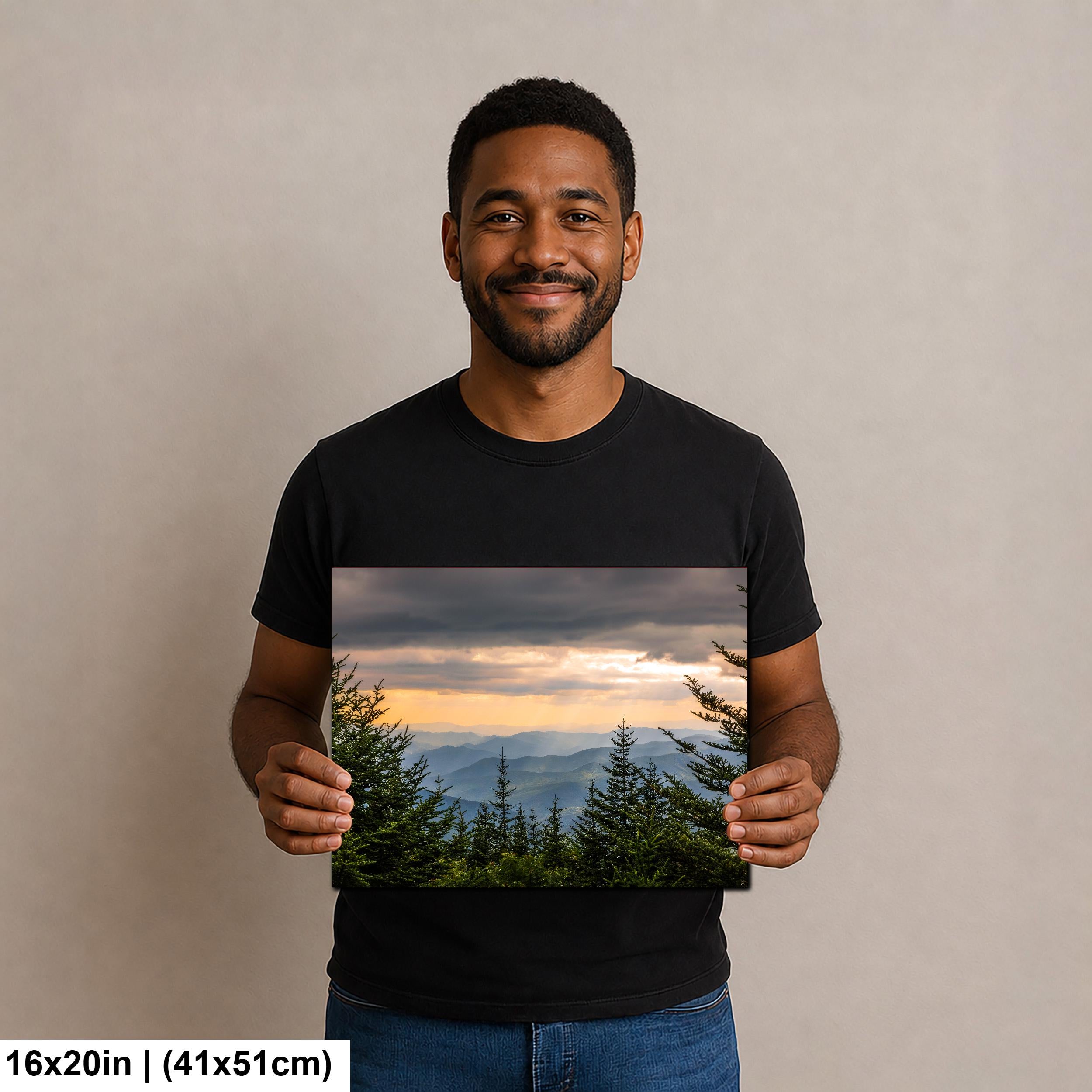 Mountain Glow: Sun Rays Great Smoky Mountains National Park Photo Wall Art