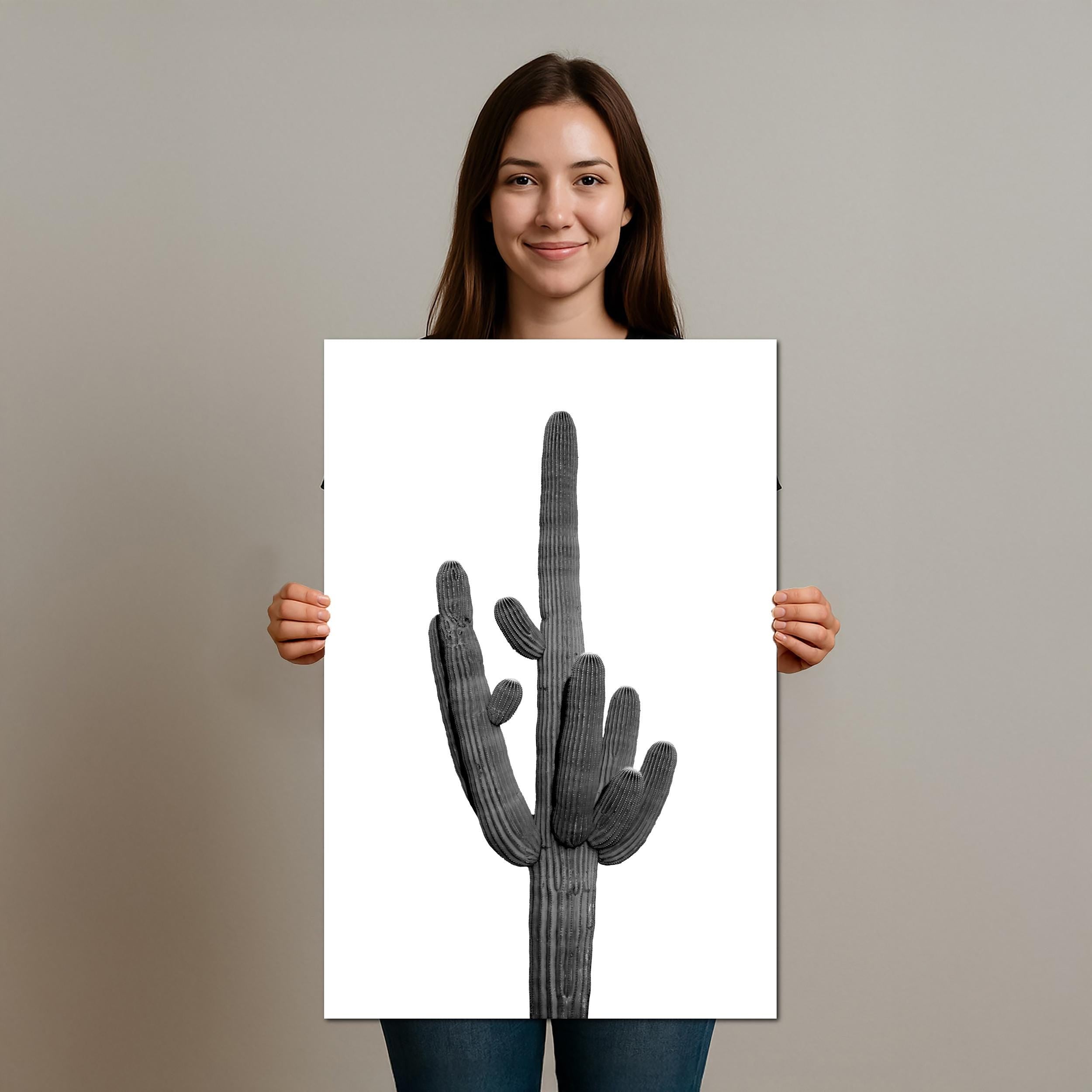 Black and White Saguaro Cactus Arizona Desert Photography Wall Art