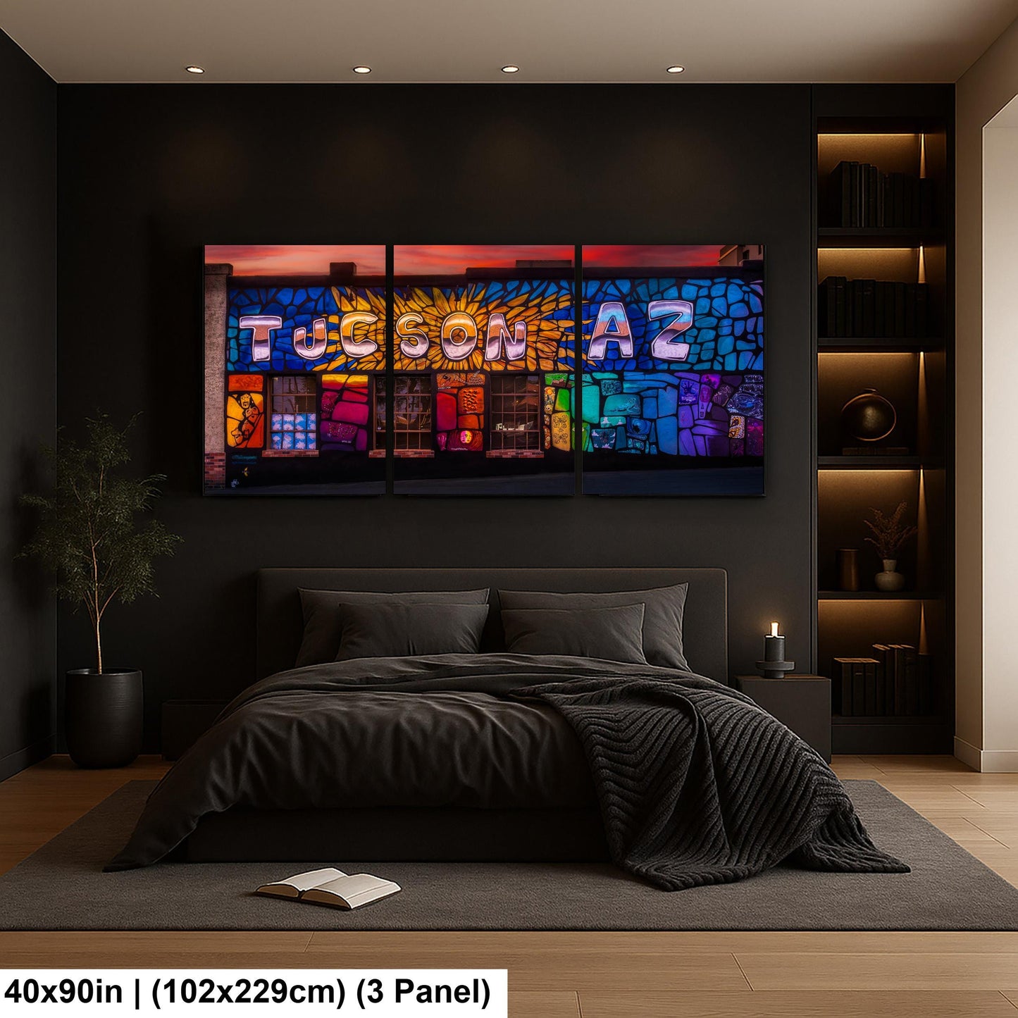 Tucson Mural - Colorful Sunset Street Art with Mosaic Pattern, Arizona Photography Print