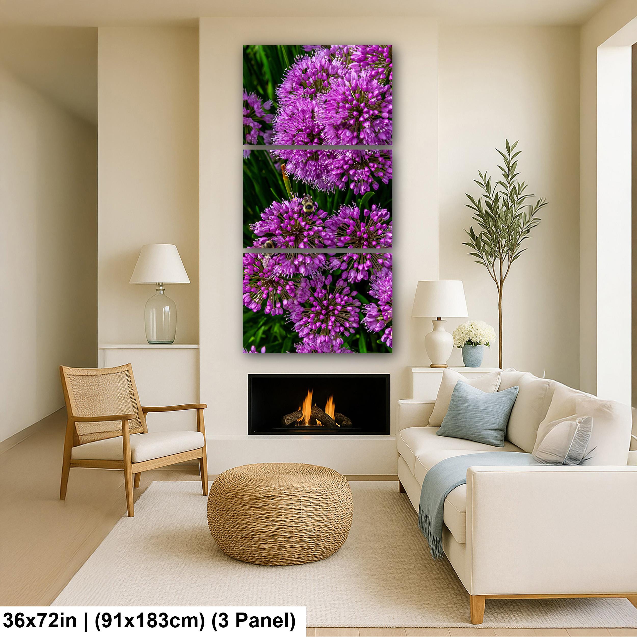 Purple Allium Blooms: Botanical Macro Flower Garden Photography Wall Art