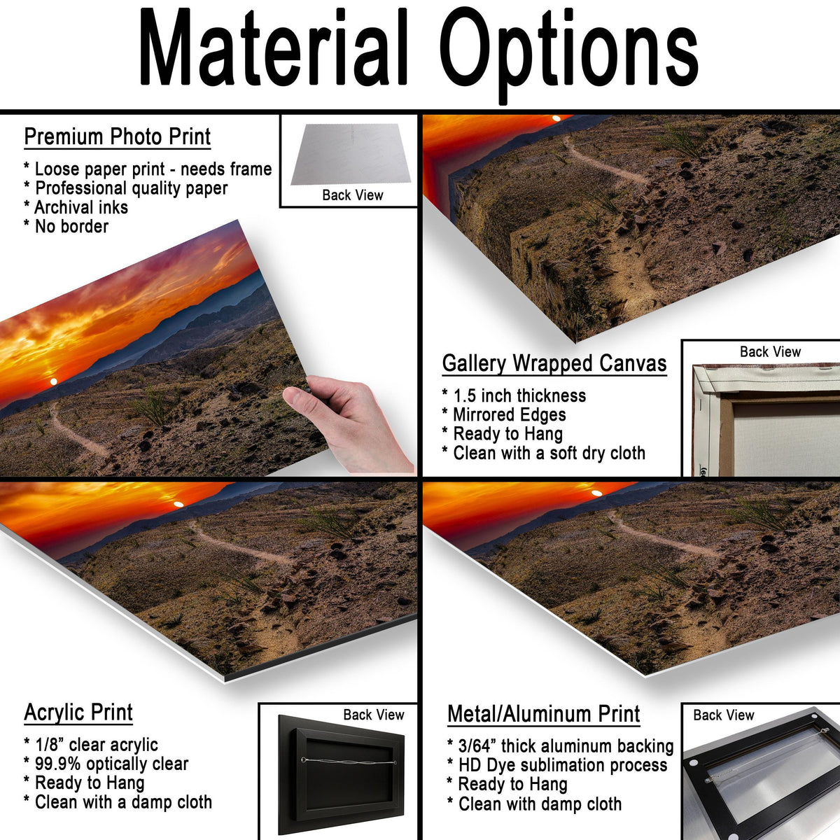 Desert Trail: Mecca Hills California Sunset Landscape Photography Wall Art