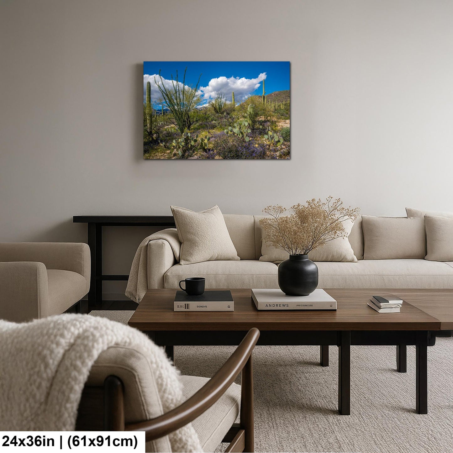 Sonoran Desert Spring Wildflowers with Saguaros - Sabino Canyon Tucson Arizona Photography Print