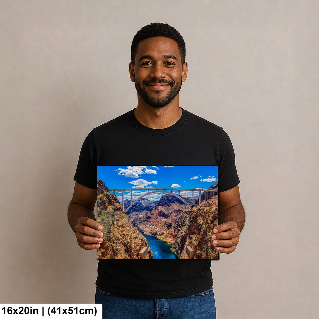 Hoover Dam Bridge Overlook, Nevada Arizona Border, Modern Engineering Photography Wall Art