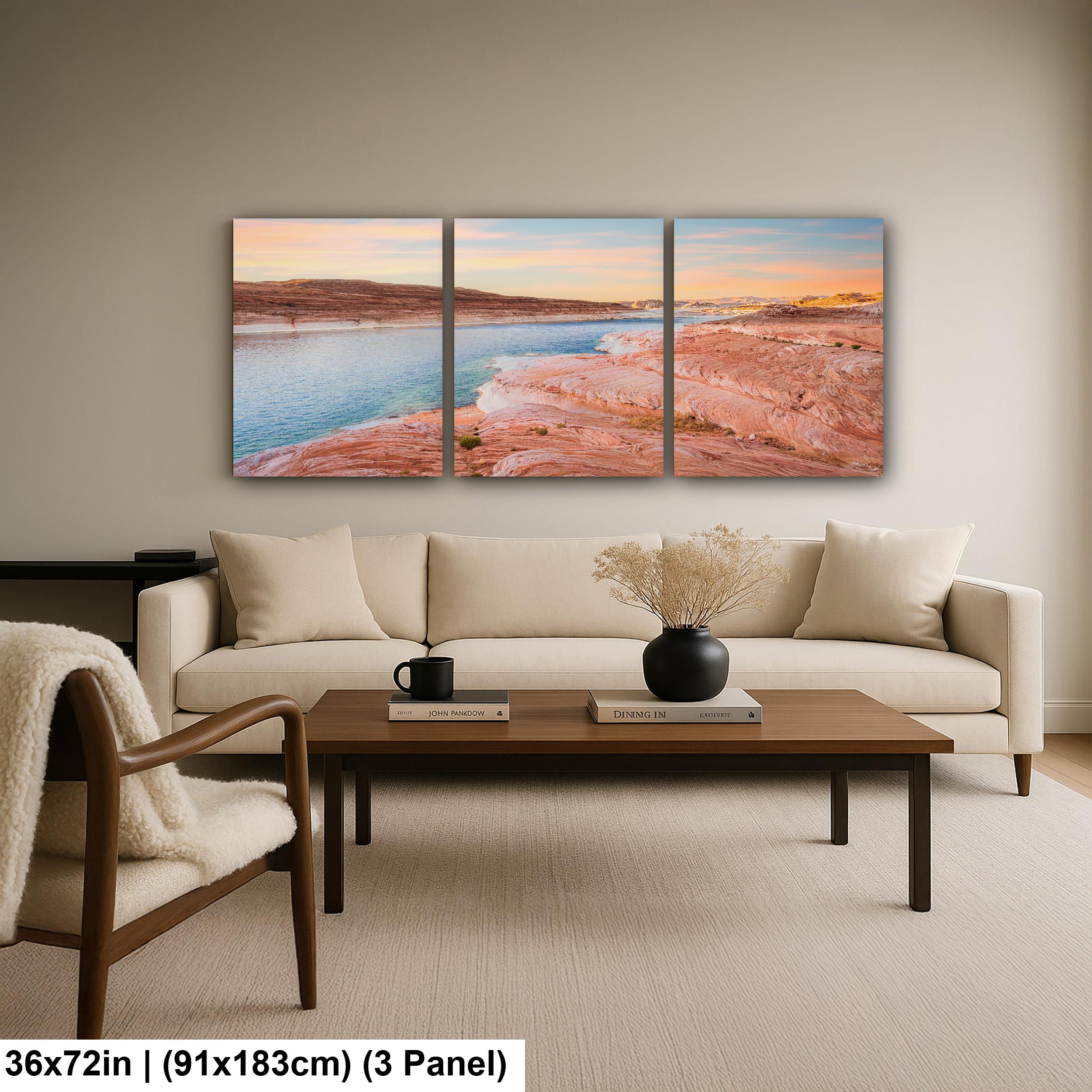 Lake Powell Sunset Landscape, Page Arizona Photography Print, Southwest Desert Wall Art, Pastel Sky Decor, Utah Home Decor