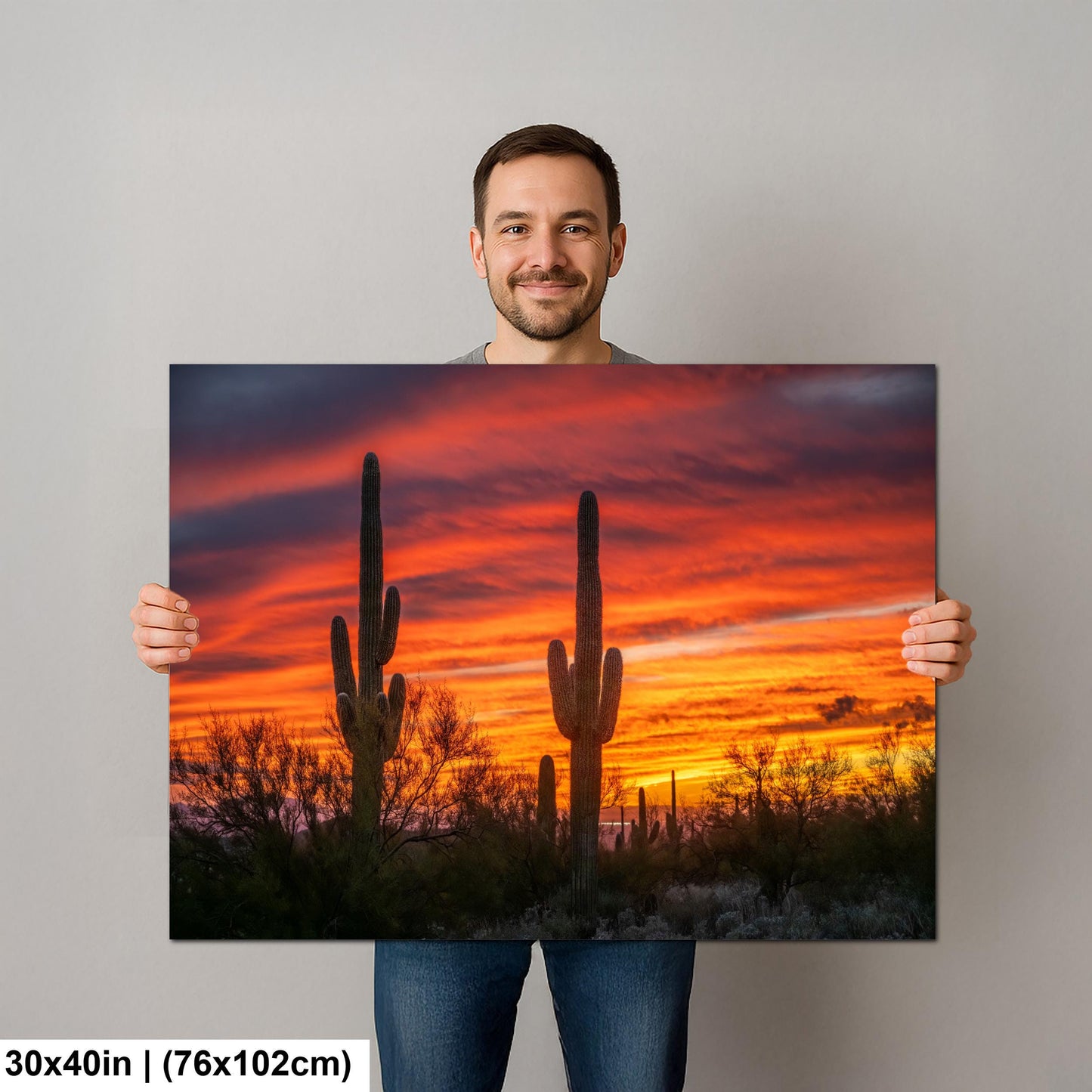Arizona Sunset Saguaro Cactus Photography Print: Gold Canyon Landscape