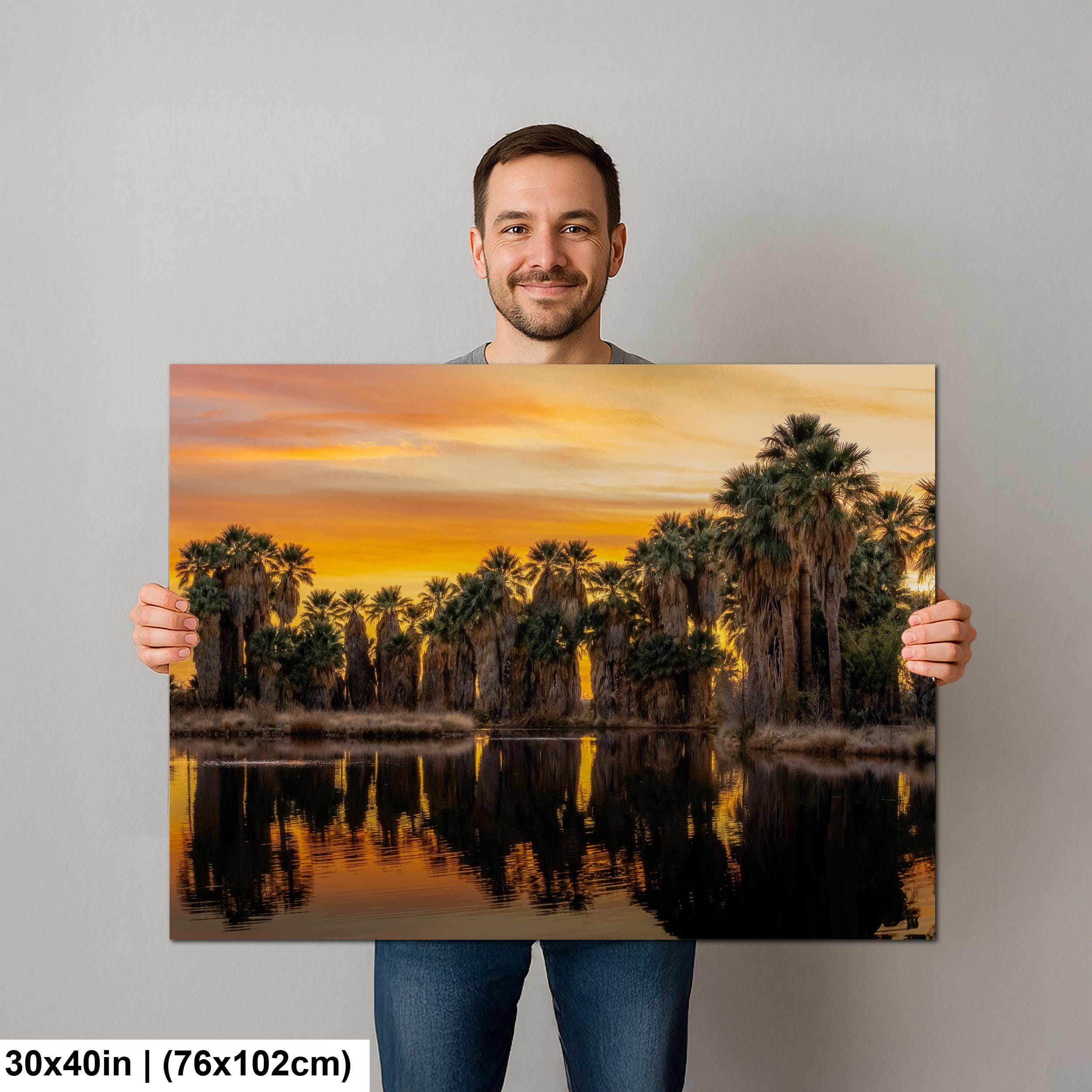 Agua Caliente Palm Grove Sunset Reflection - Tucson Arizona Photography Print