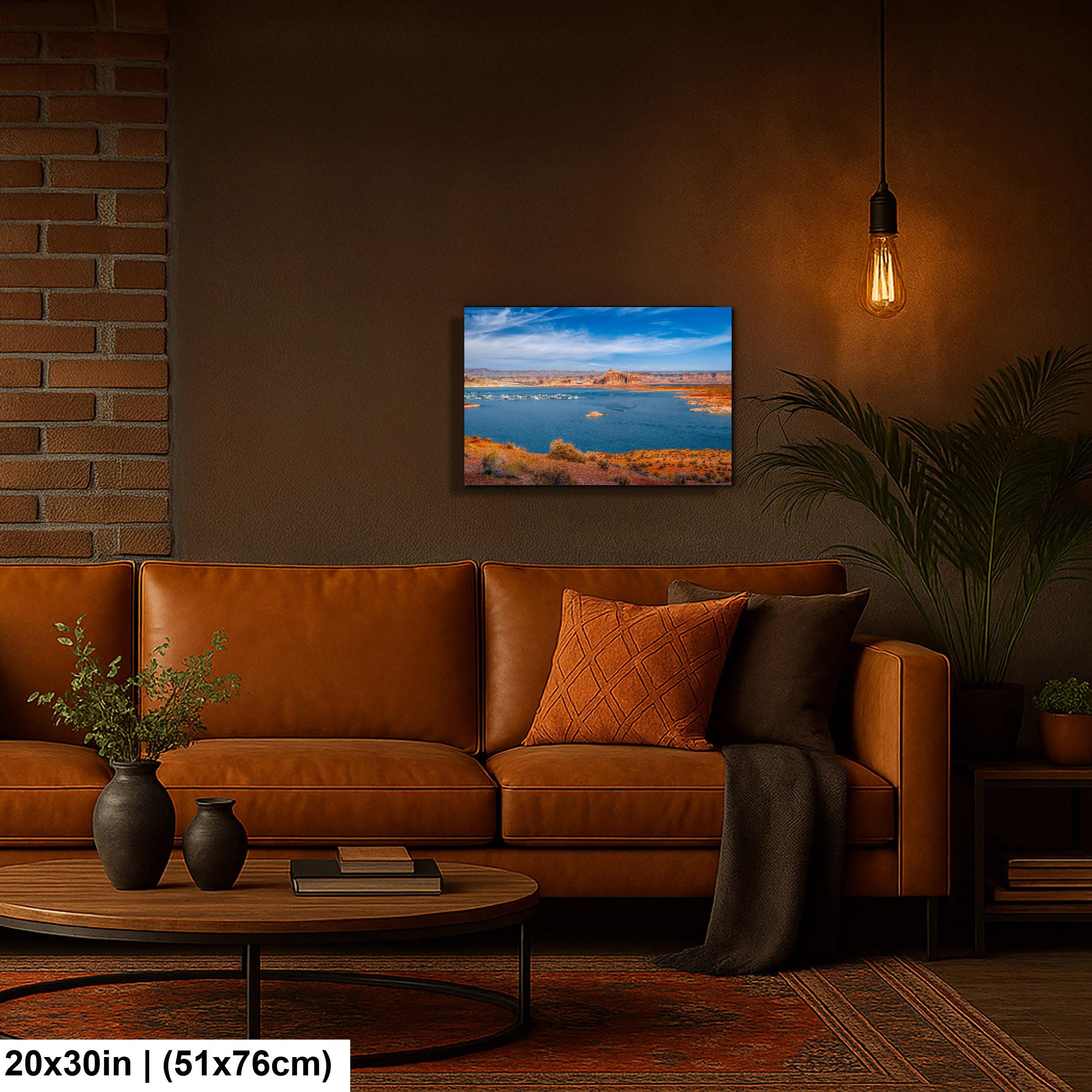 Lake Powell Marina Red Rock Cliffs Page Arizona Photography Print, Southwest Lake Wall Art