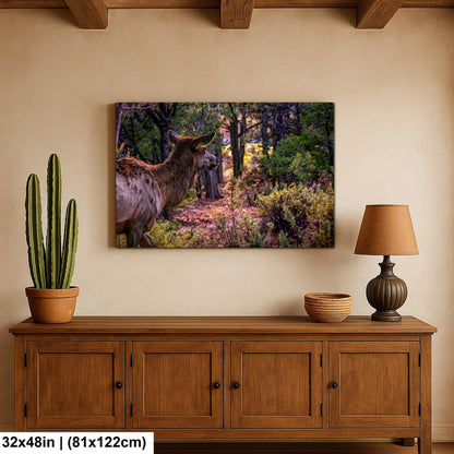 Elk In The Forest, Grand Canyon National Park Arizona, Photography Print Wall Art, Wildlife Nature