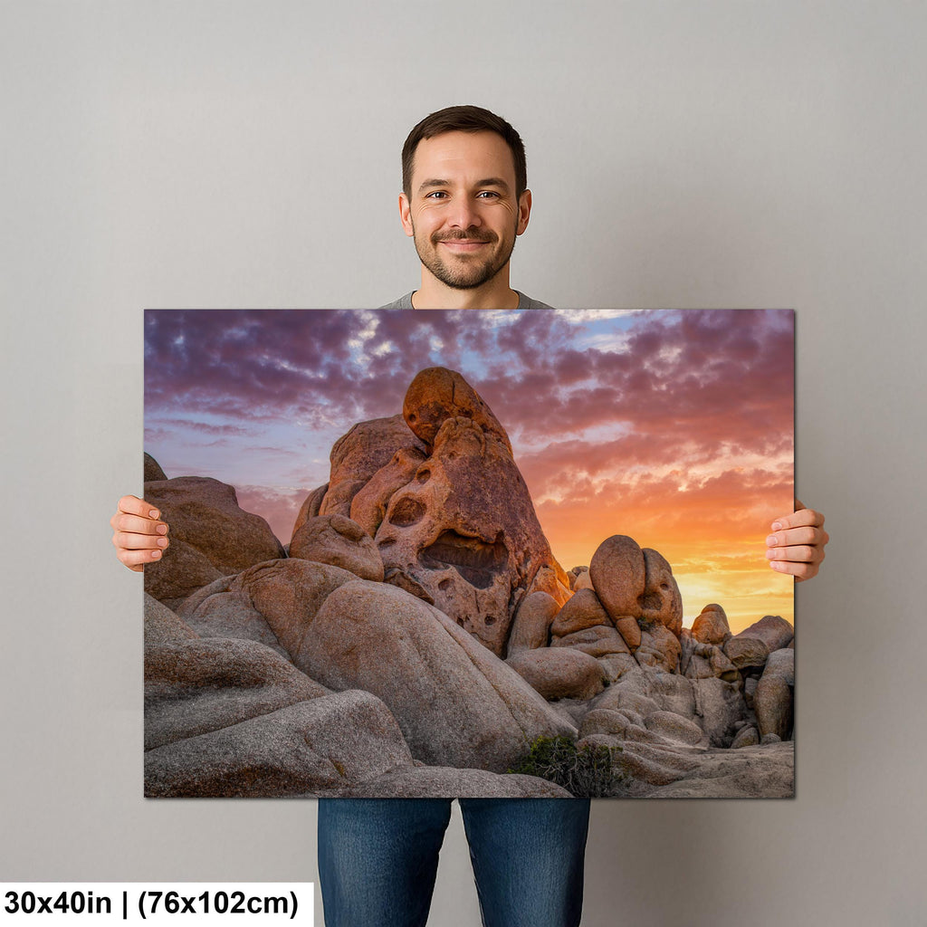 Skull Rock at Sunset, Joshua Tree National Park California Photography Print