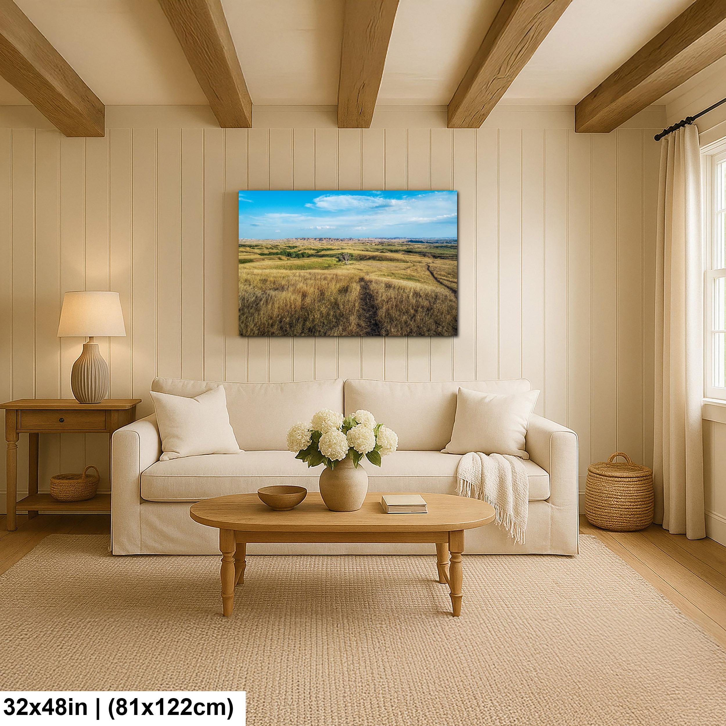 Solitary Prairie Tree Badlands National Park South Dakota Photography Print, Lone Tree Golden Grasslands Wall Art