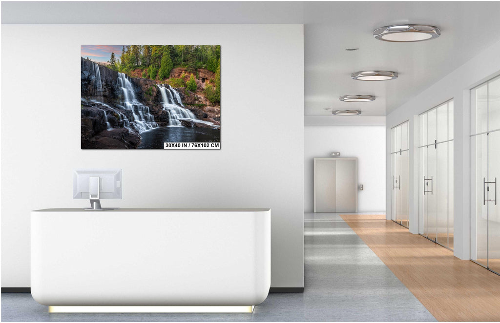 Gooseberry Falls Multi‑Tier Waterfall Minnesota State Park Wall Art Photography Print, Long Exposure North Shore Landscape Aluminum Metal