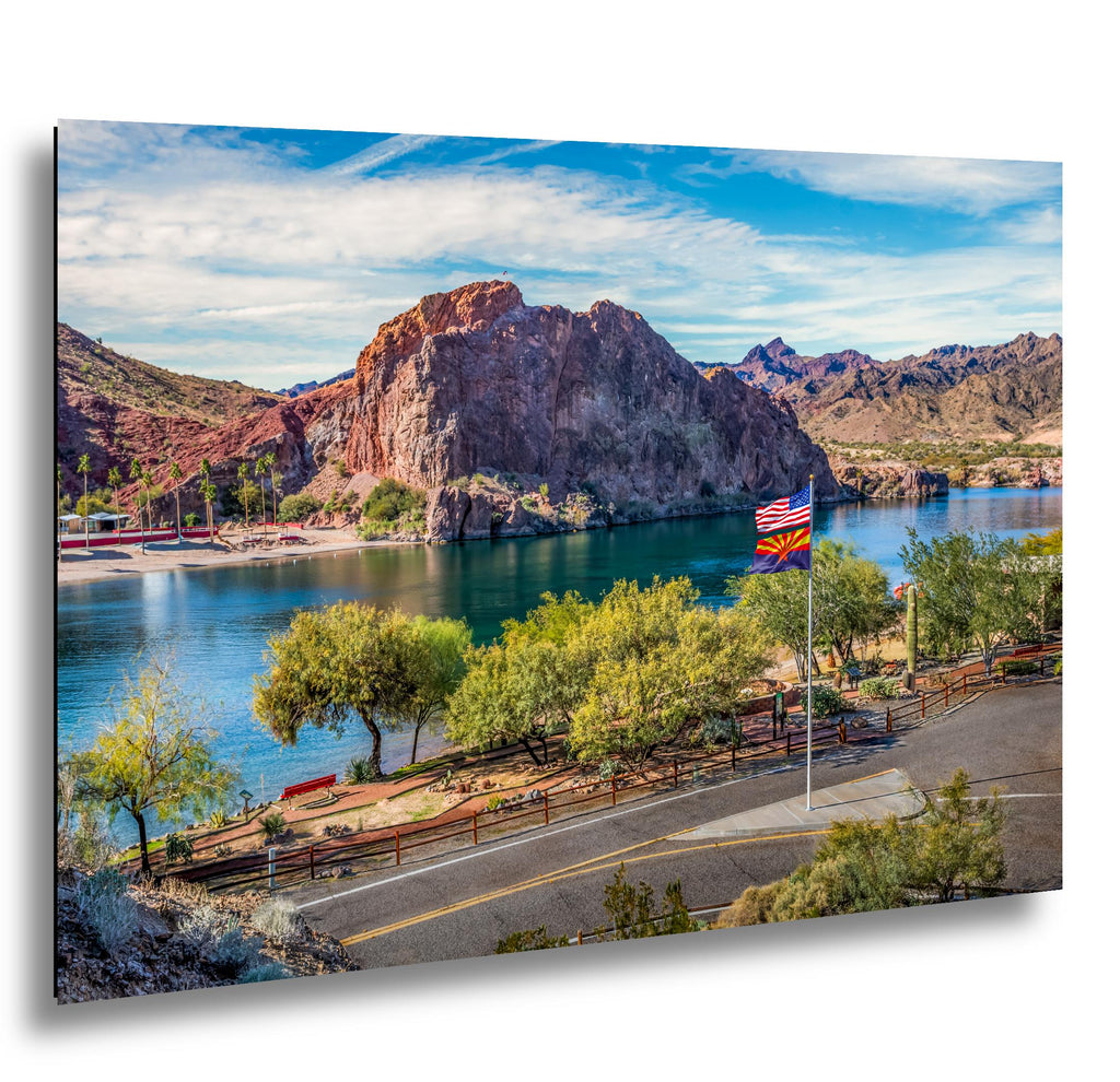Colorado River at Parker Arizona Photography Print, Quartzsite Desert Landscape, Arizona Flag, Mountain Lake Wall Art