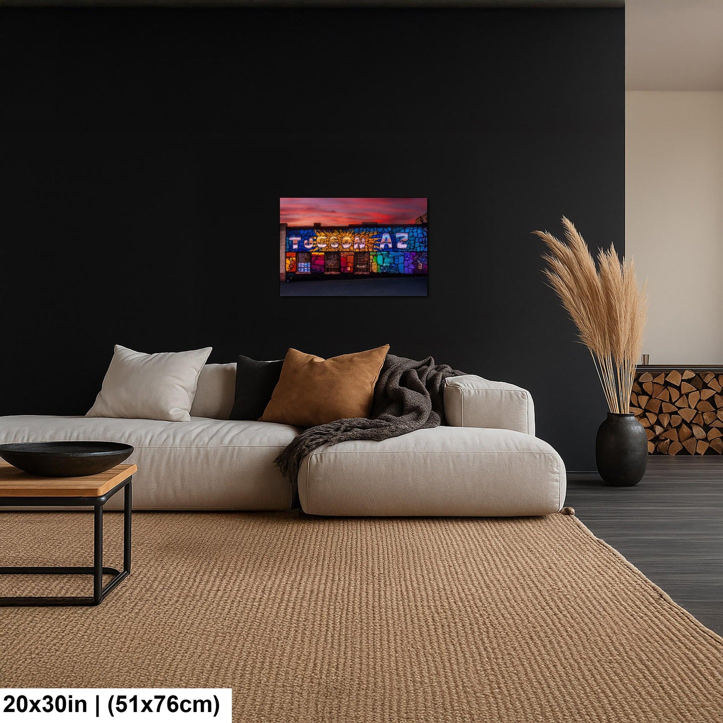 Tucson Mural - Colorful Sunset Street Art with Mosaic Pattern, Arizona Photography Print