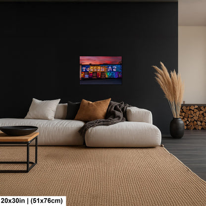 Tucson Mural - Colorful Sunset Street Art with Mosaic Pattern, Arizona Photography Print
