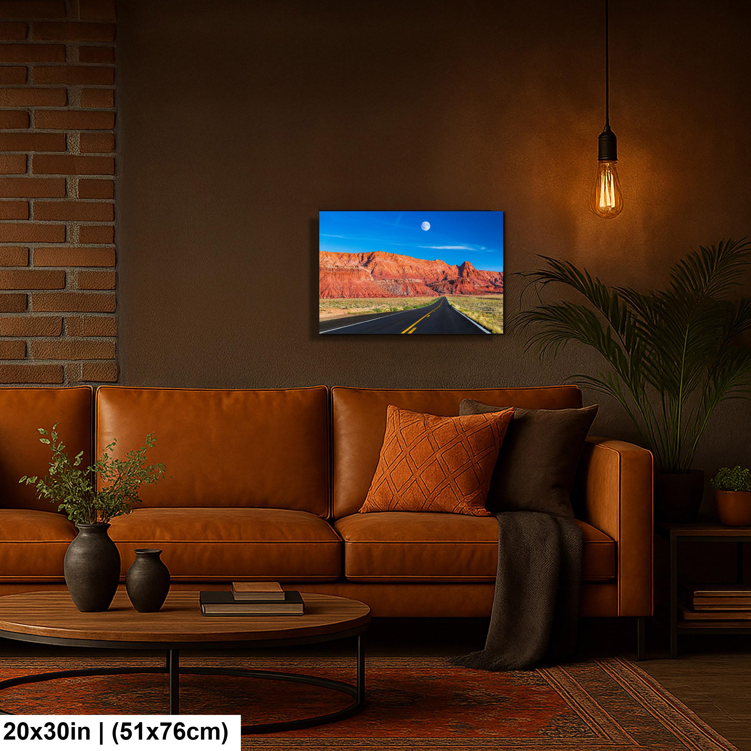 Desert Highway Beneath Red Cliffs Photography Print, Page Arizona Southwest Landscape, Open Road Wall Art, Travel Decor