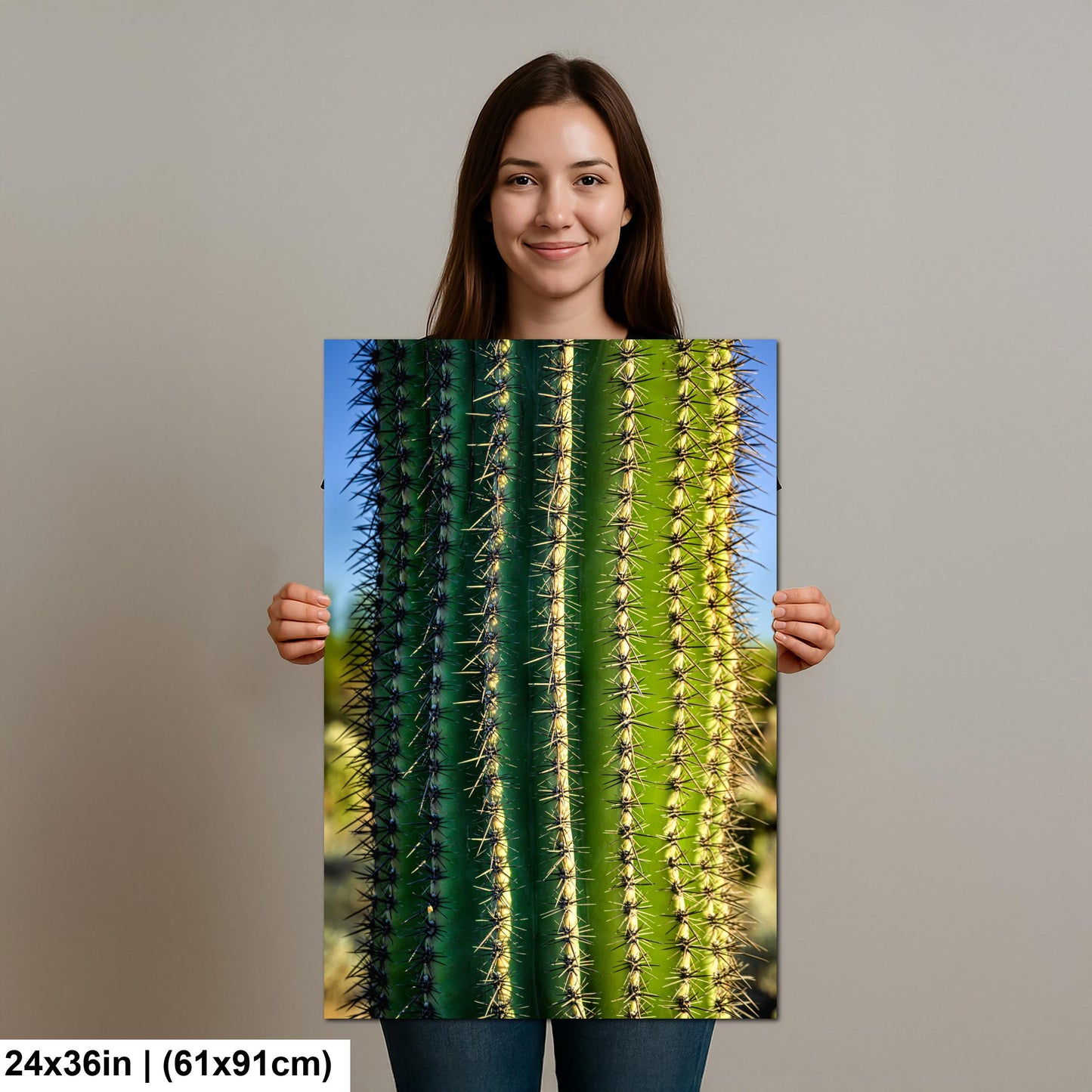 Saguaro Cactus Close-Up Photography Print, Oro Valley Arizona Desert Wall Art, Southwestern Decor, Green Cactus Spines