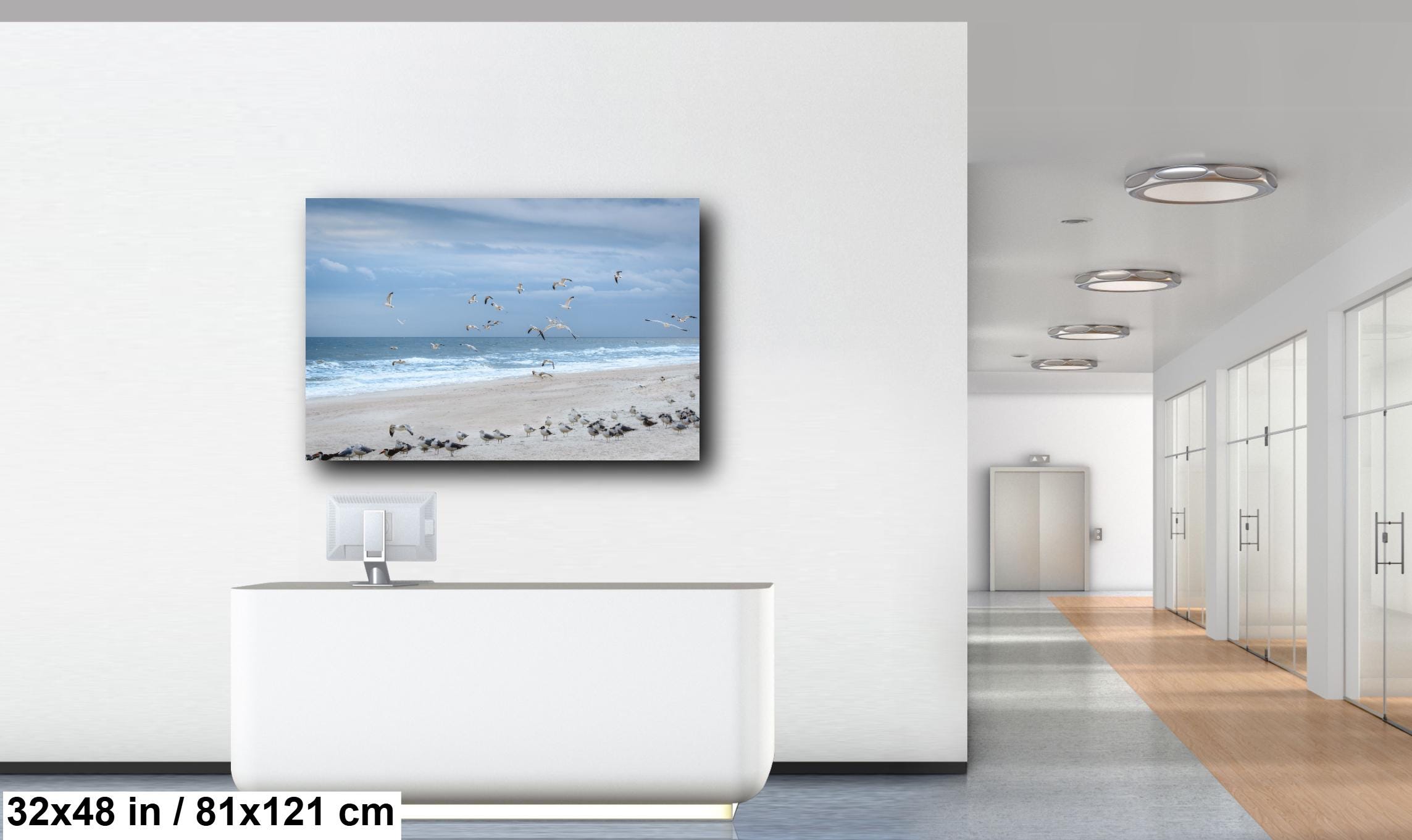 Seagulls Over Quiet Amelia Island Coastal Beach Florida Print Wall Art Photography Aluminum/Acrylic/Metal/Canvas Seascape Wildlife Decor