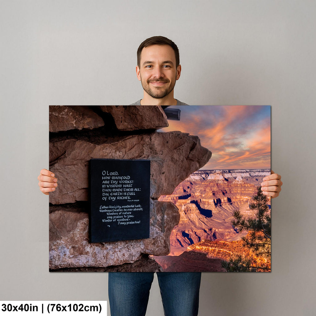 Grand Canyon Sunset Psalm 104:24 Scripture Plaque – Arizona Photography Wall Art