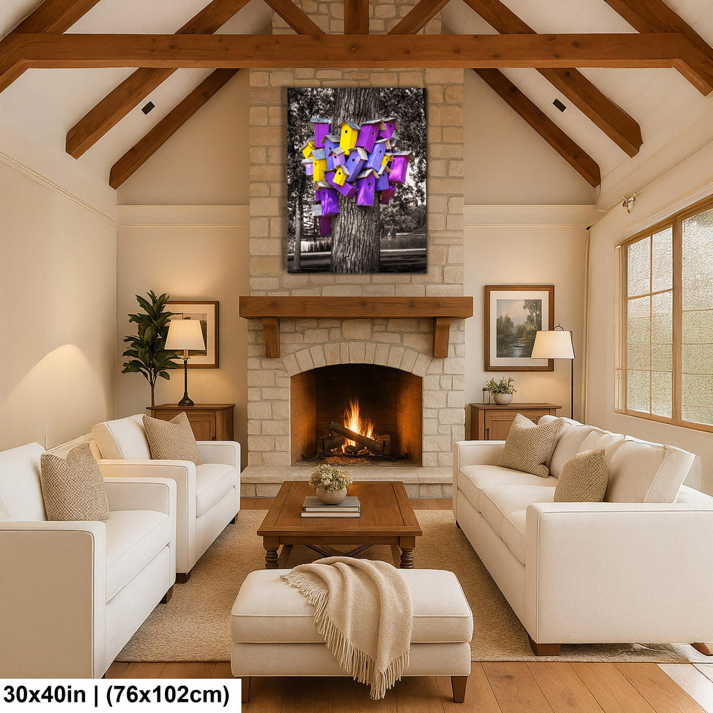 Colorful Birdhouse Cluster on Tree, Detroit Lakes Minnesota Fine Art Photography Print